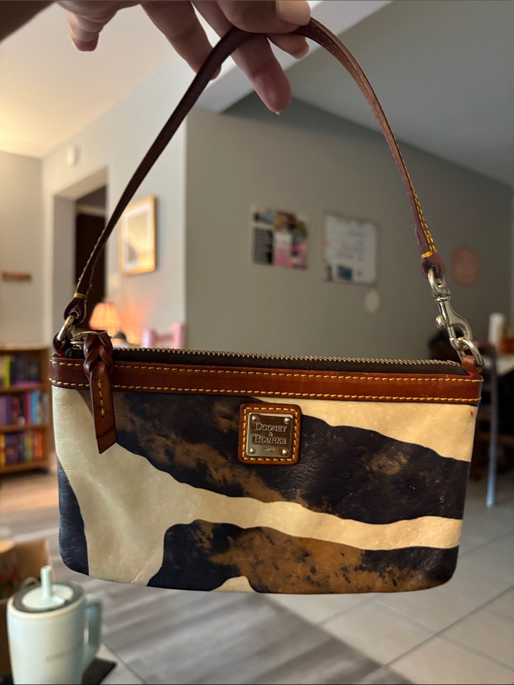 Dooney & Bourke Brown, Cream and Black Patterned Wristlet